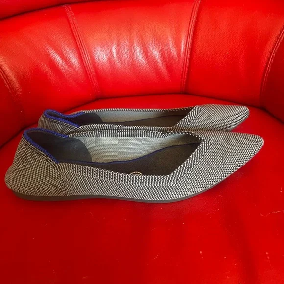 Rothys 'The Point' Solid Slip On Ballet Flat Shoes Birdseye Cloud Gray - Picture 3 of 7